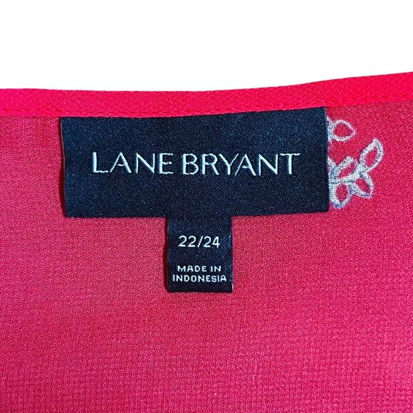 Lane Bryant Red Paisley Print‎ Sheer Poncho Top Tassel Tie Neckline Kimono 22/24 - Picture 6 of 8